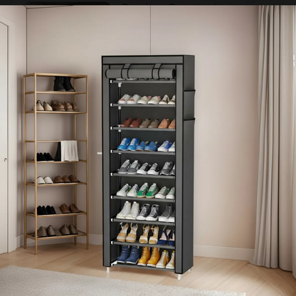 Zapatero Rosa Premium 9 Niveles con Cubierta Antipolvo