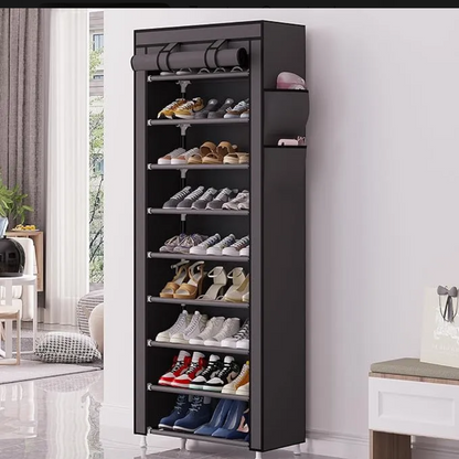 Zapatero Rosa Premium 9 Niveles con Cubierta Antipolvo