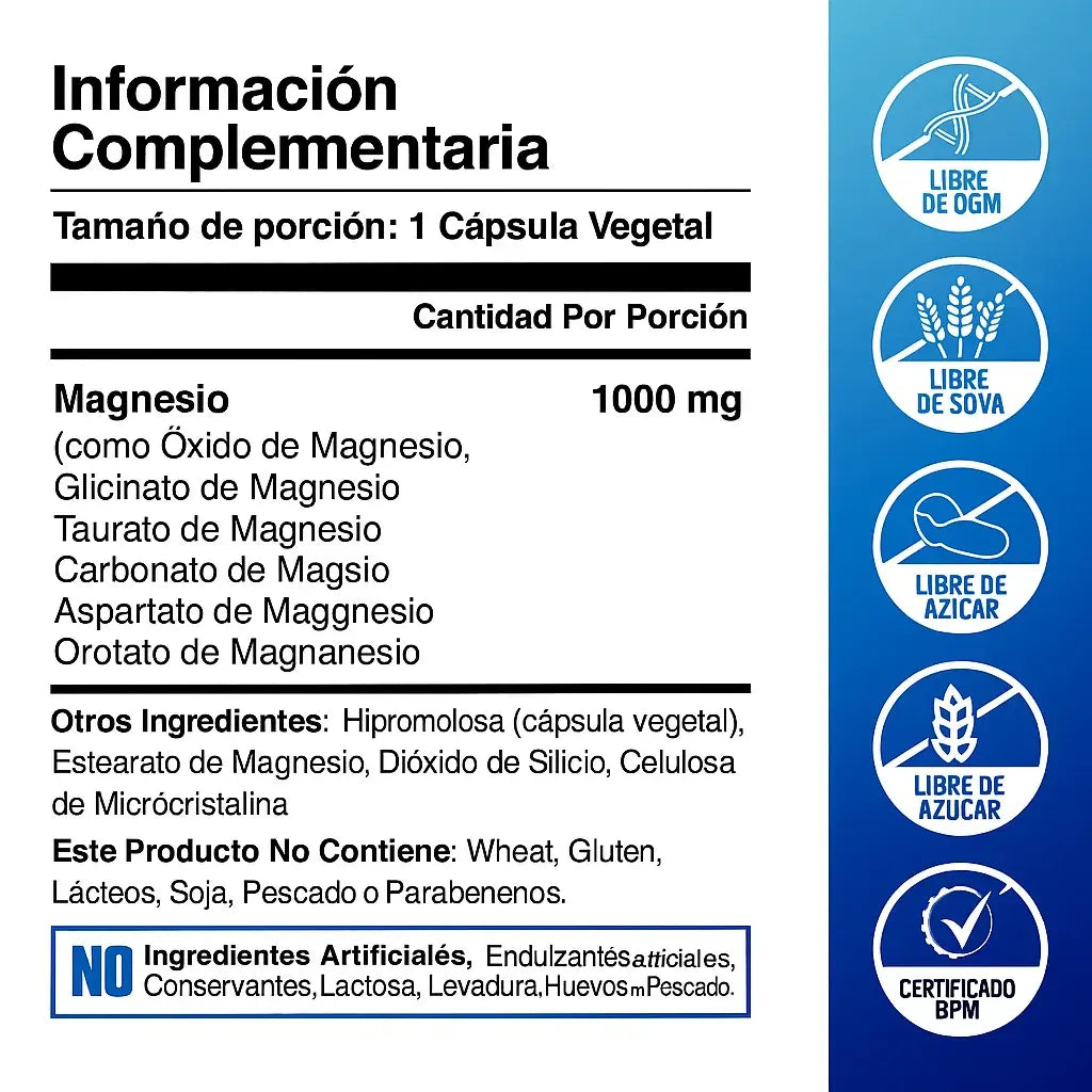MAGNESIUM COMPLEX® - Suplemento 8 en 1 - 60 CAPS